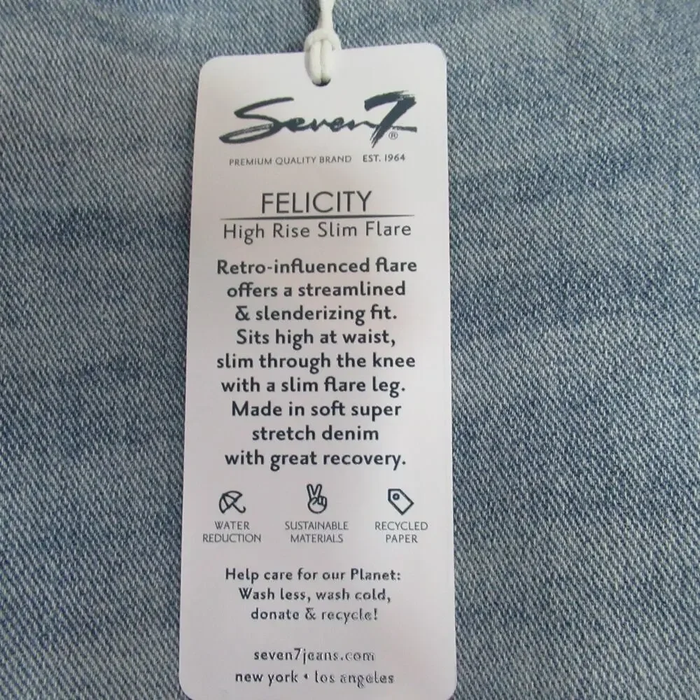 Seven7 Jeans Womens Size 12 Blue Felicity High Rise Slim Flare Enchanted NWT